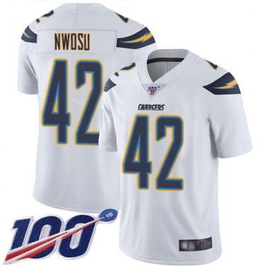 Los Angeles Chargers NFL Football Uchenna Nwosu White Jersey Men Limited #42 Road 100th Season Vapor Untouchable->women nfl jersey->Women Jersey